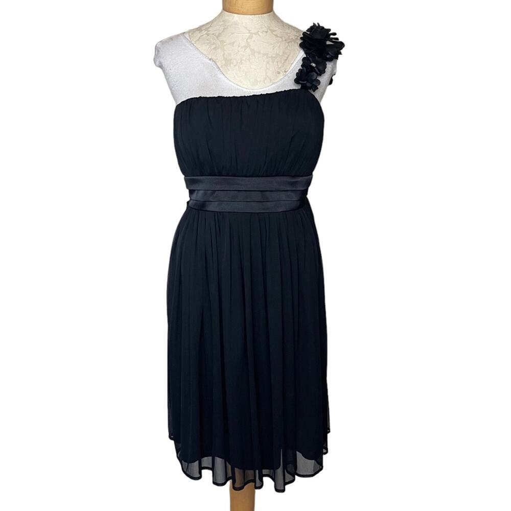 db Studio One Floral Shoulder Back Tie Mesh Mini Dress Black XL
